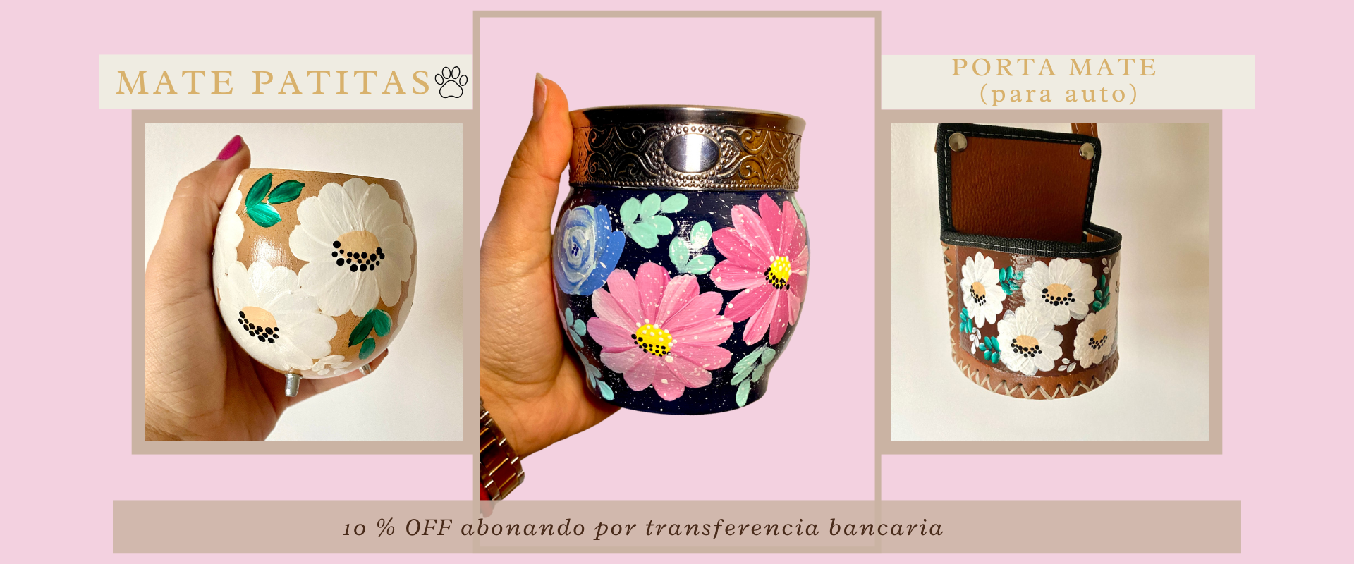 Banner 1, muestra tres mates diferentes con diseños inspirados en la marca